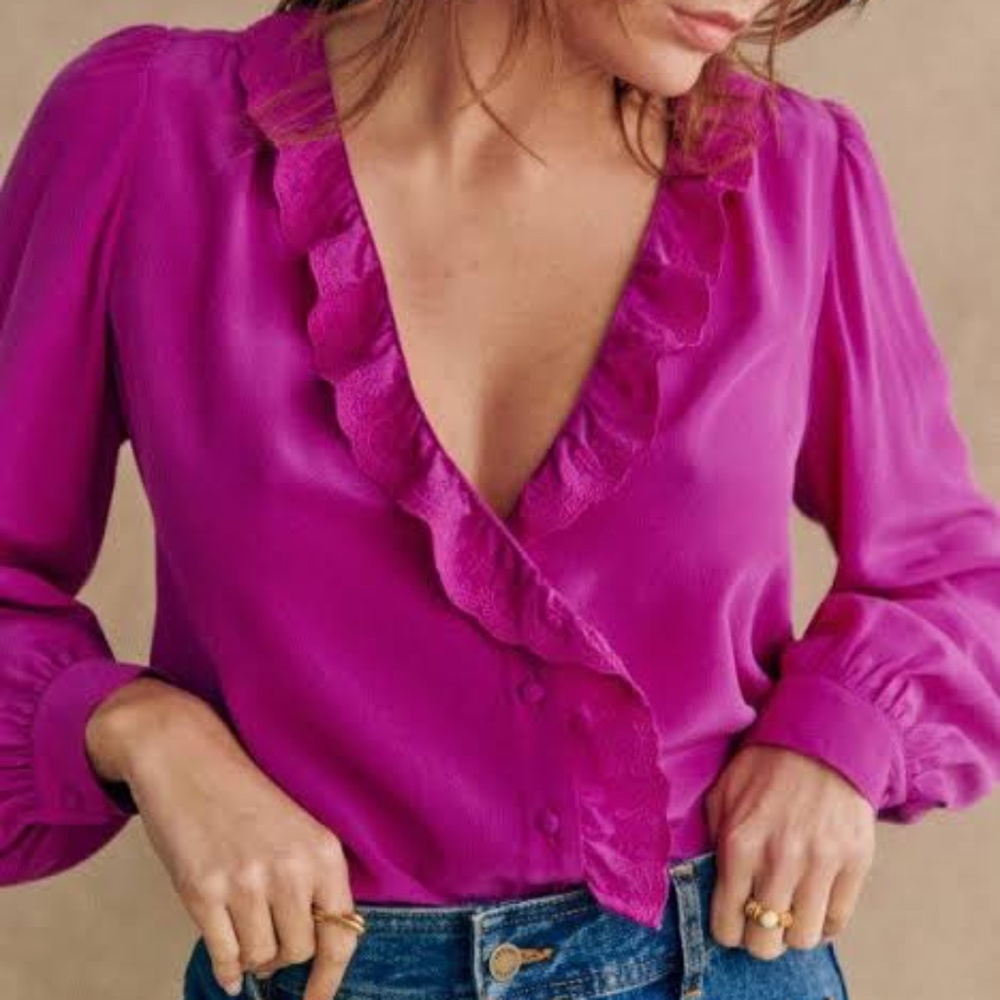 Sezane Rosine Shirt Fuchsia - Size 6